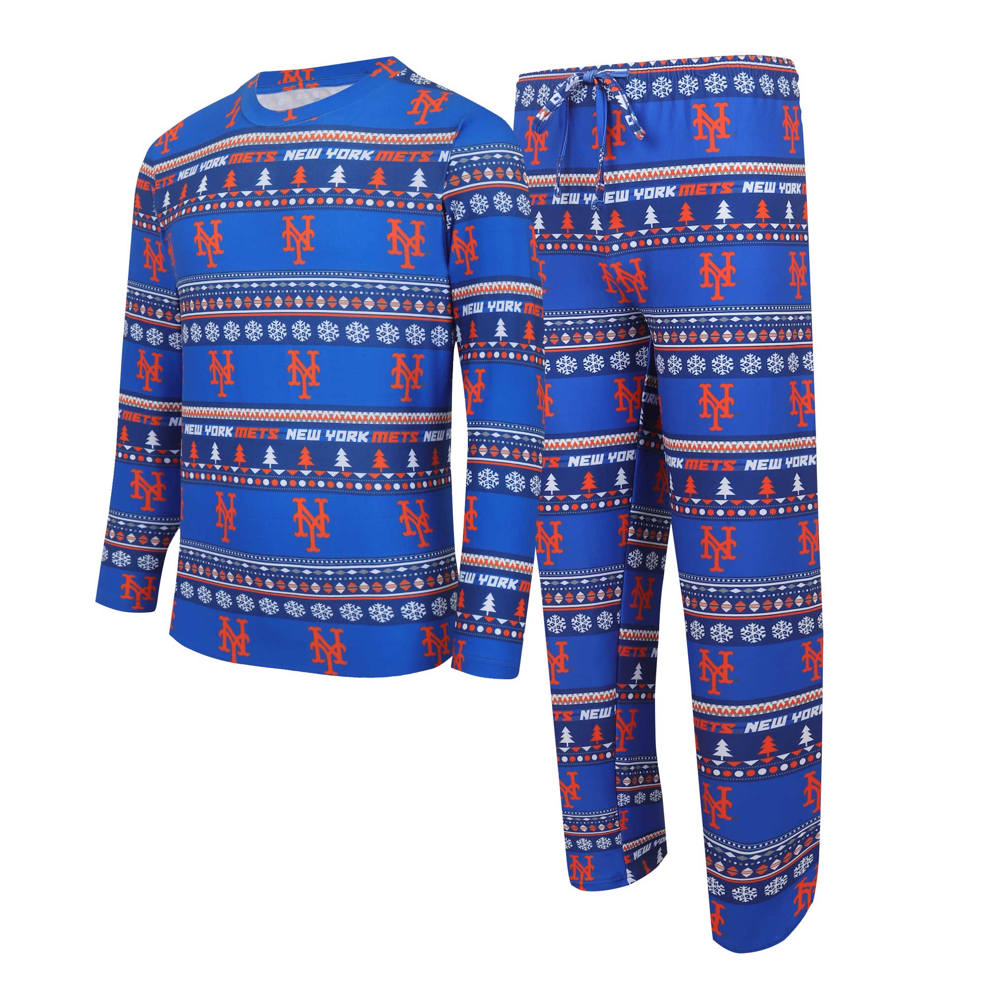 Men's Concepts Sport Royal New York Mets Knit Ugly Sweater Long Sleeve Top \u0026 Pants Set